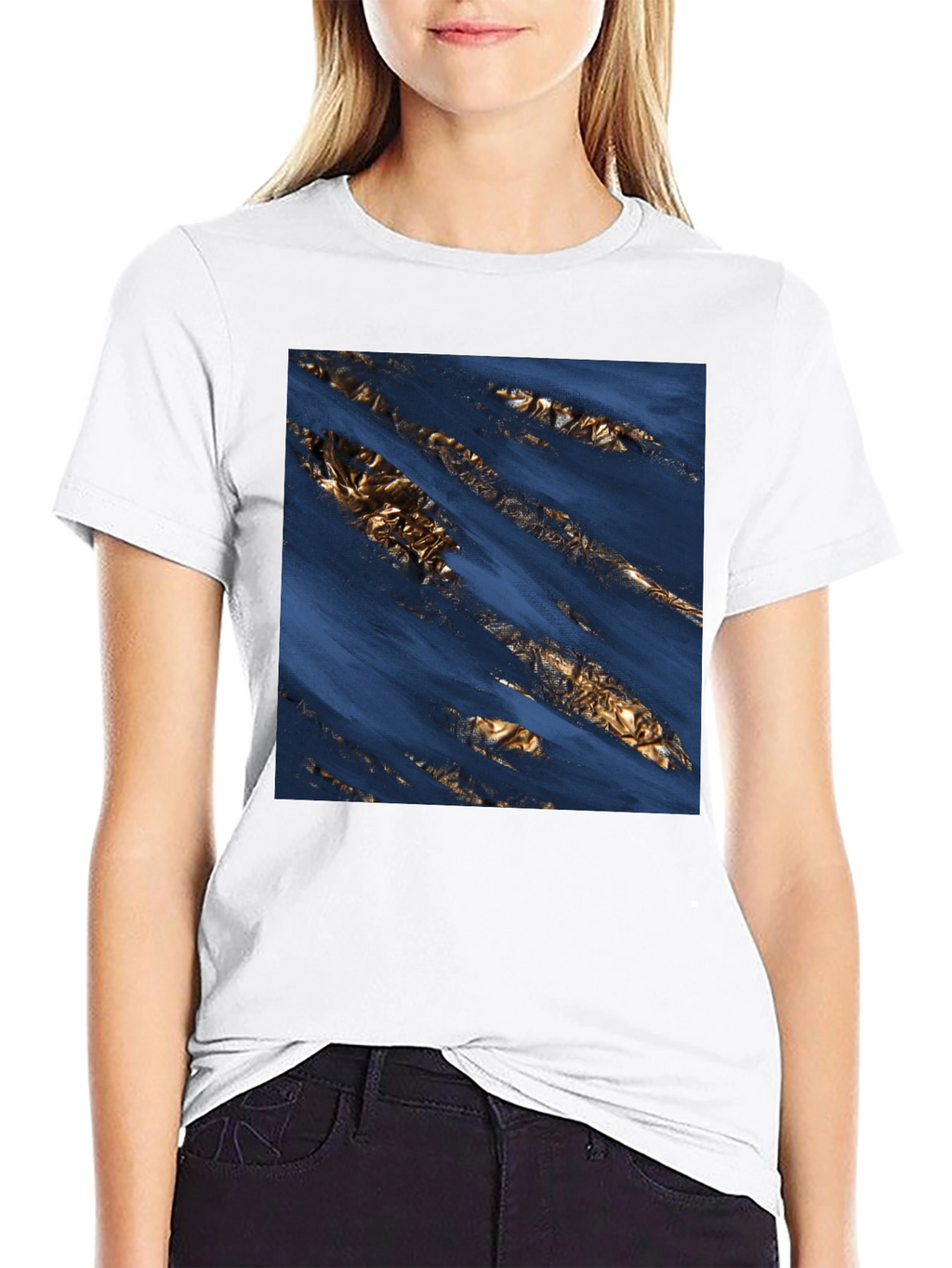 Abstract Gold Foil T-Shirt - Modern Graphic Tee