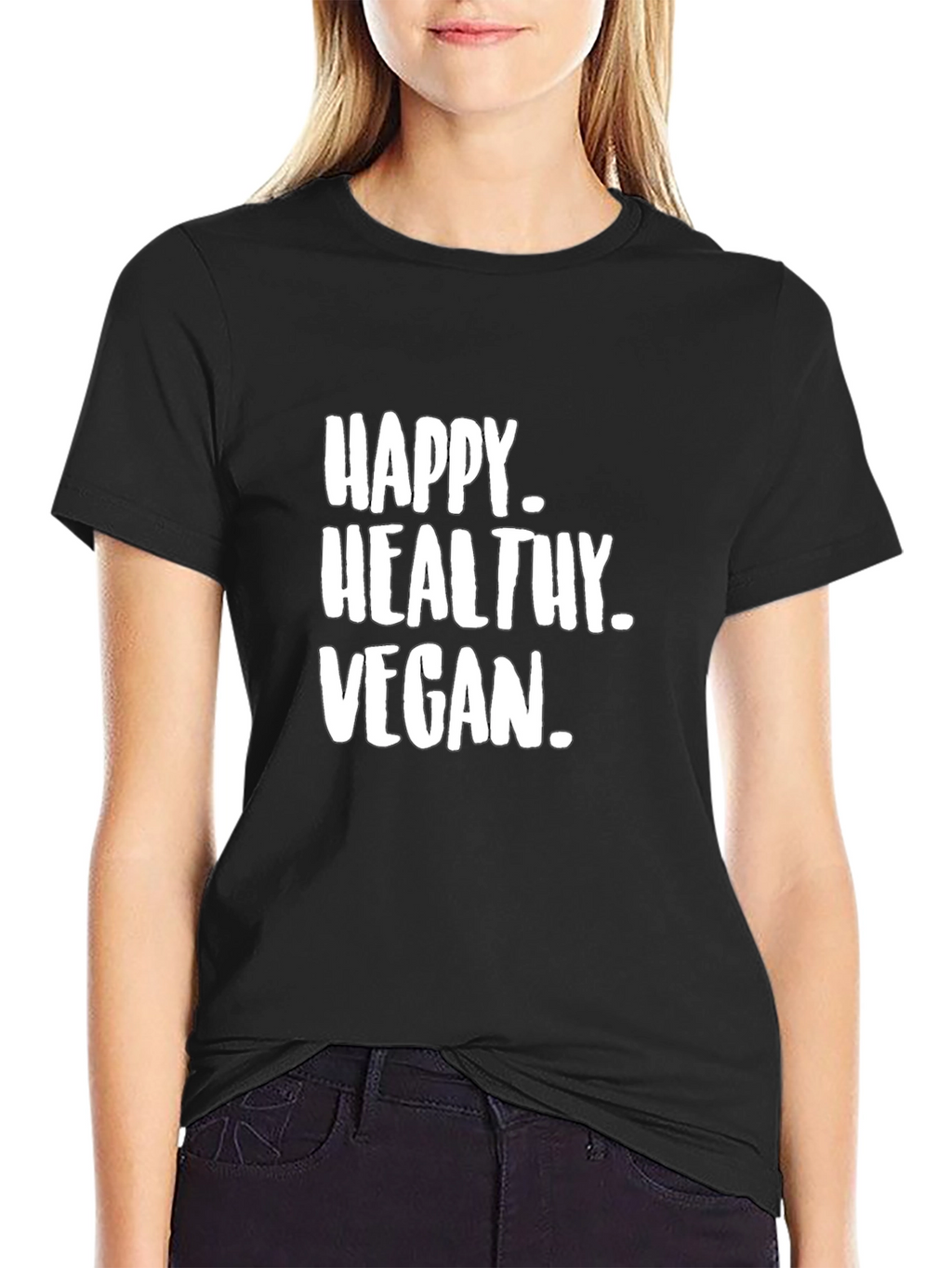 Happy Healthy Vegan Graphic Tee - Black