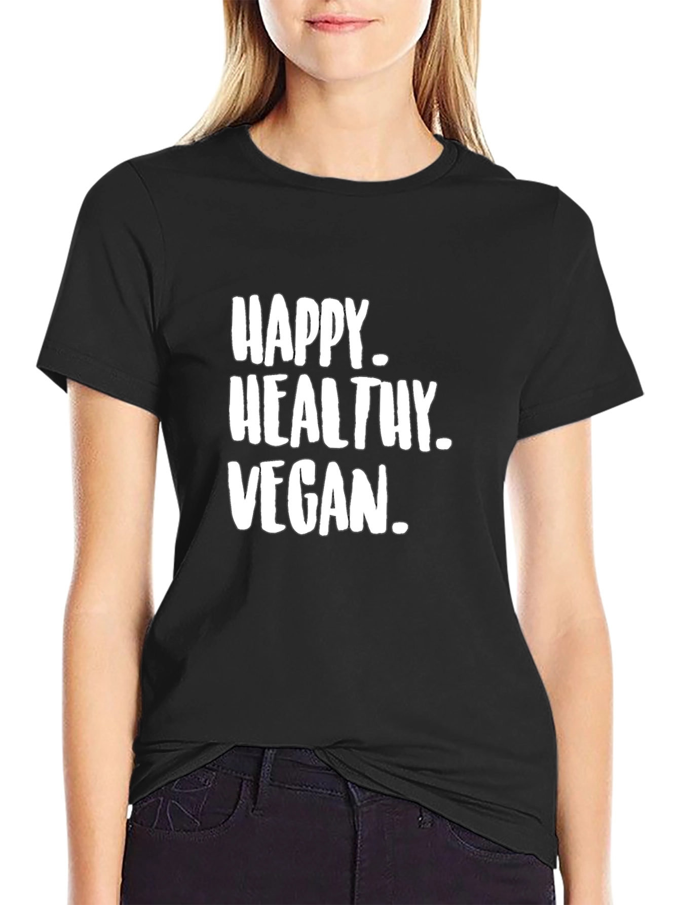 Happy Healthy Vegan Graphic Tee - Black