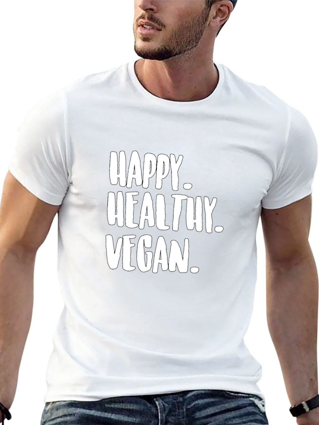 Happy Healthy Vegan Graphic Tee - Black
