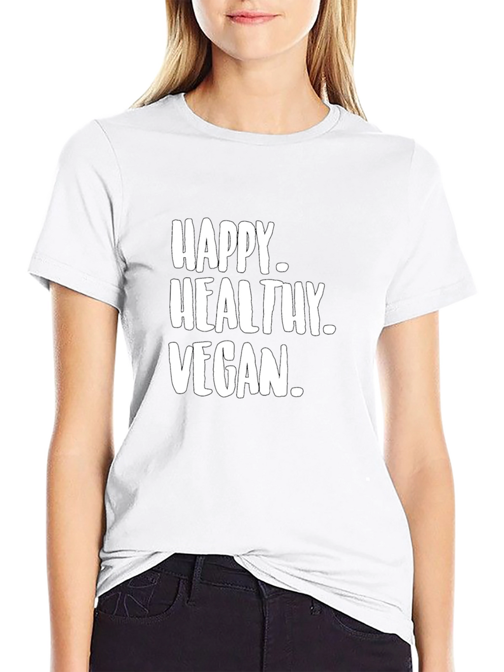 Happy Healthy Vegan Graphic Tee - Black