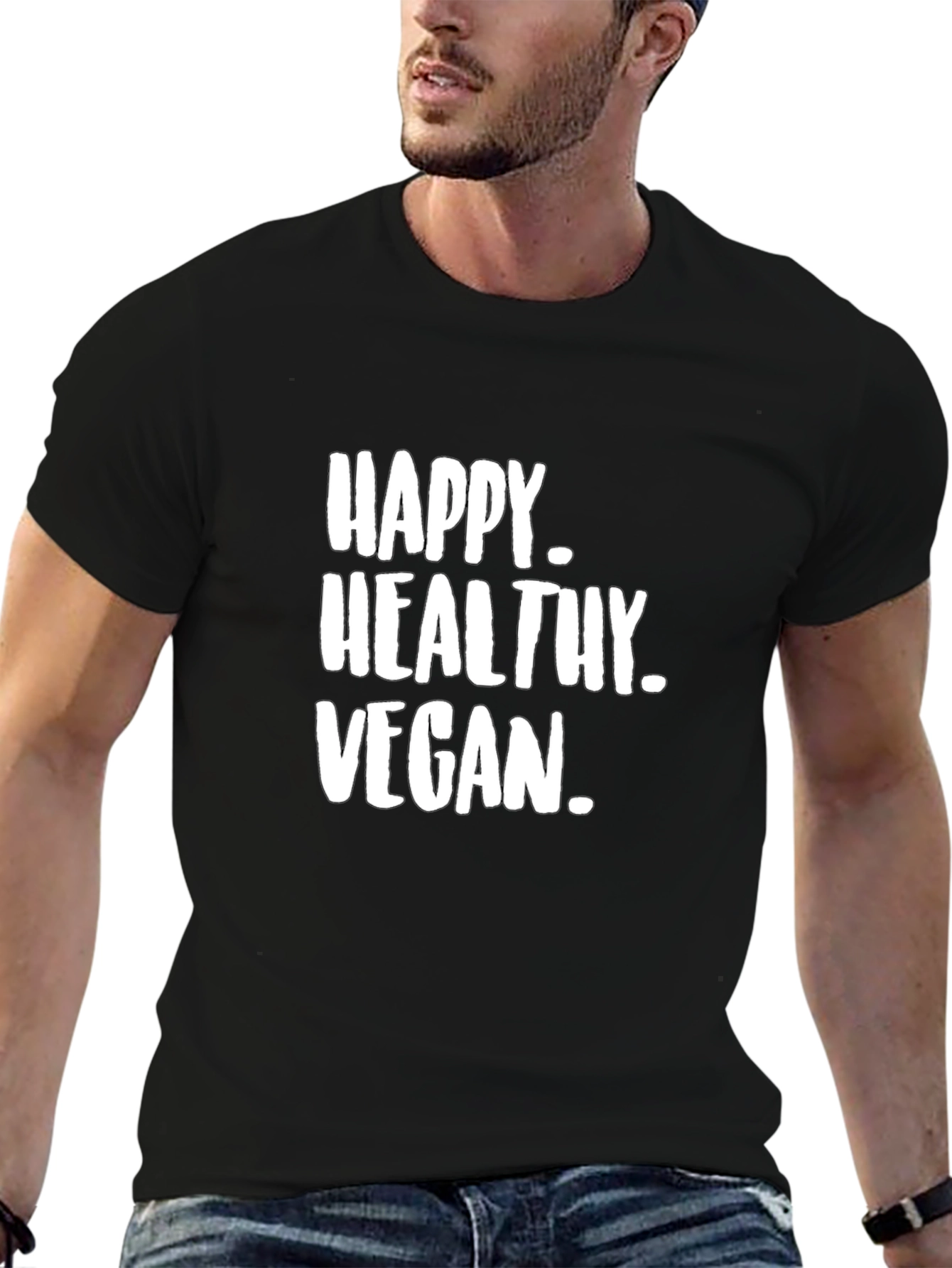 Happy Healthy Vegan Graphic Tee - Black