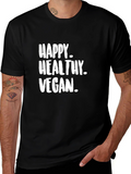 Happy Healthy Vegan Graphic Tee - Black