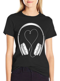 Heart Headphones Graphic Tee - Music Lover T-Shirt