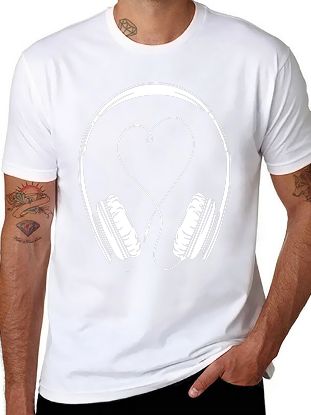 Heart Headphones Graphic Tee - Music Lover T-Shirt