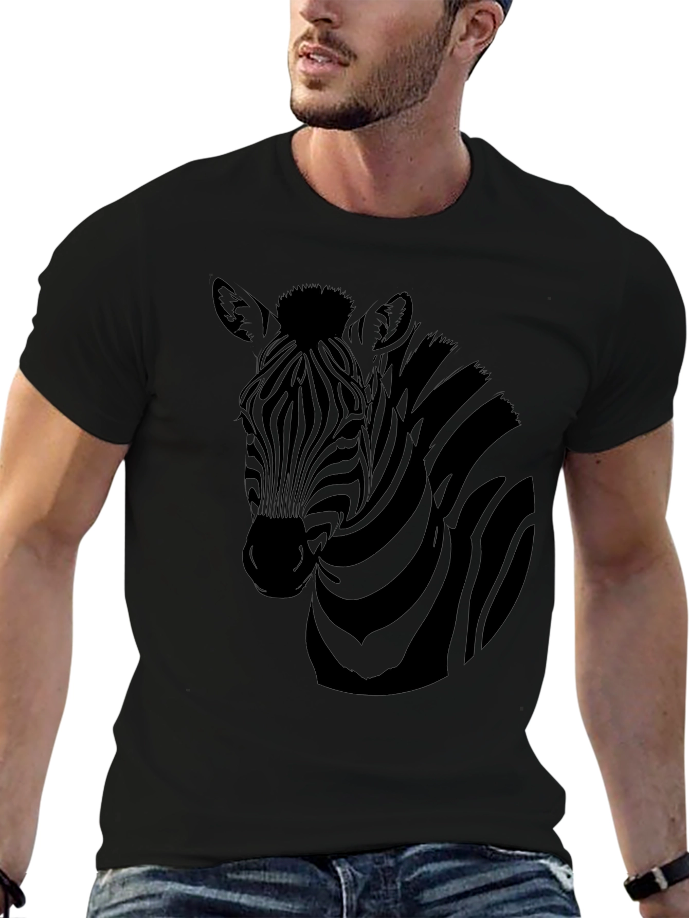 Zebra Graphic Print Mens Black T-Shirt