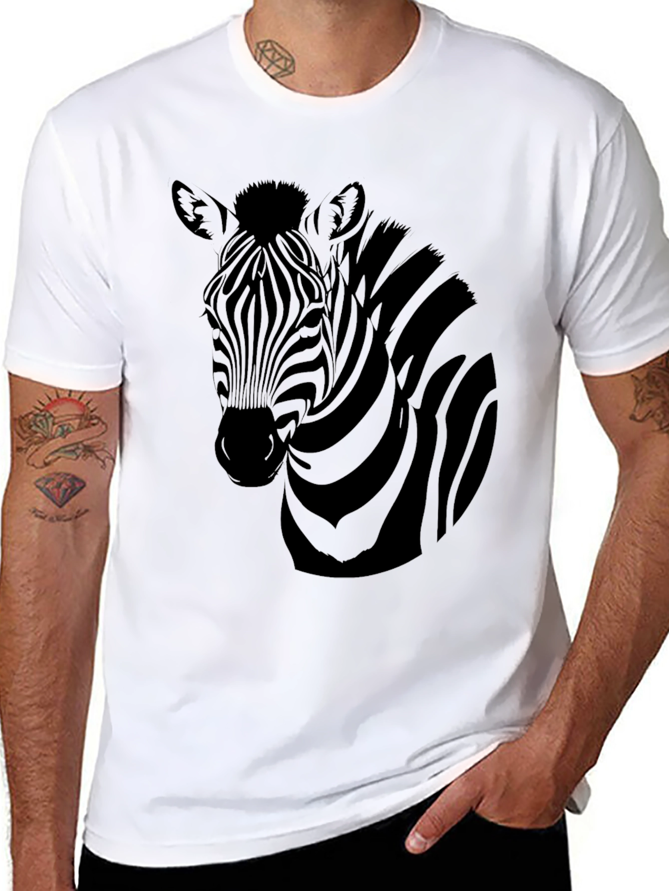 Zebra Graphic Print Mens Black T-Shirt