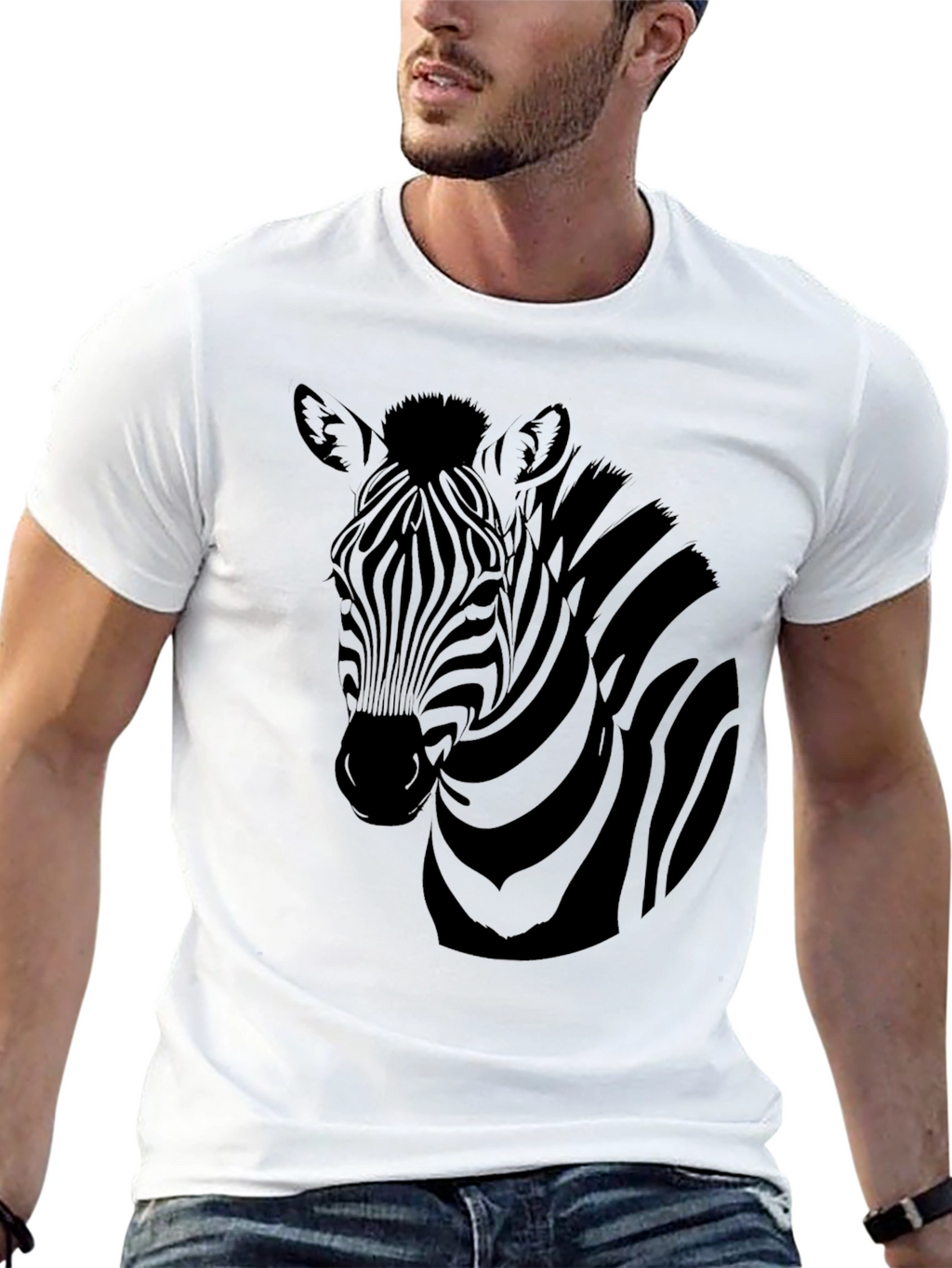 Zebra Graphic Print Mens Black T-Shirt