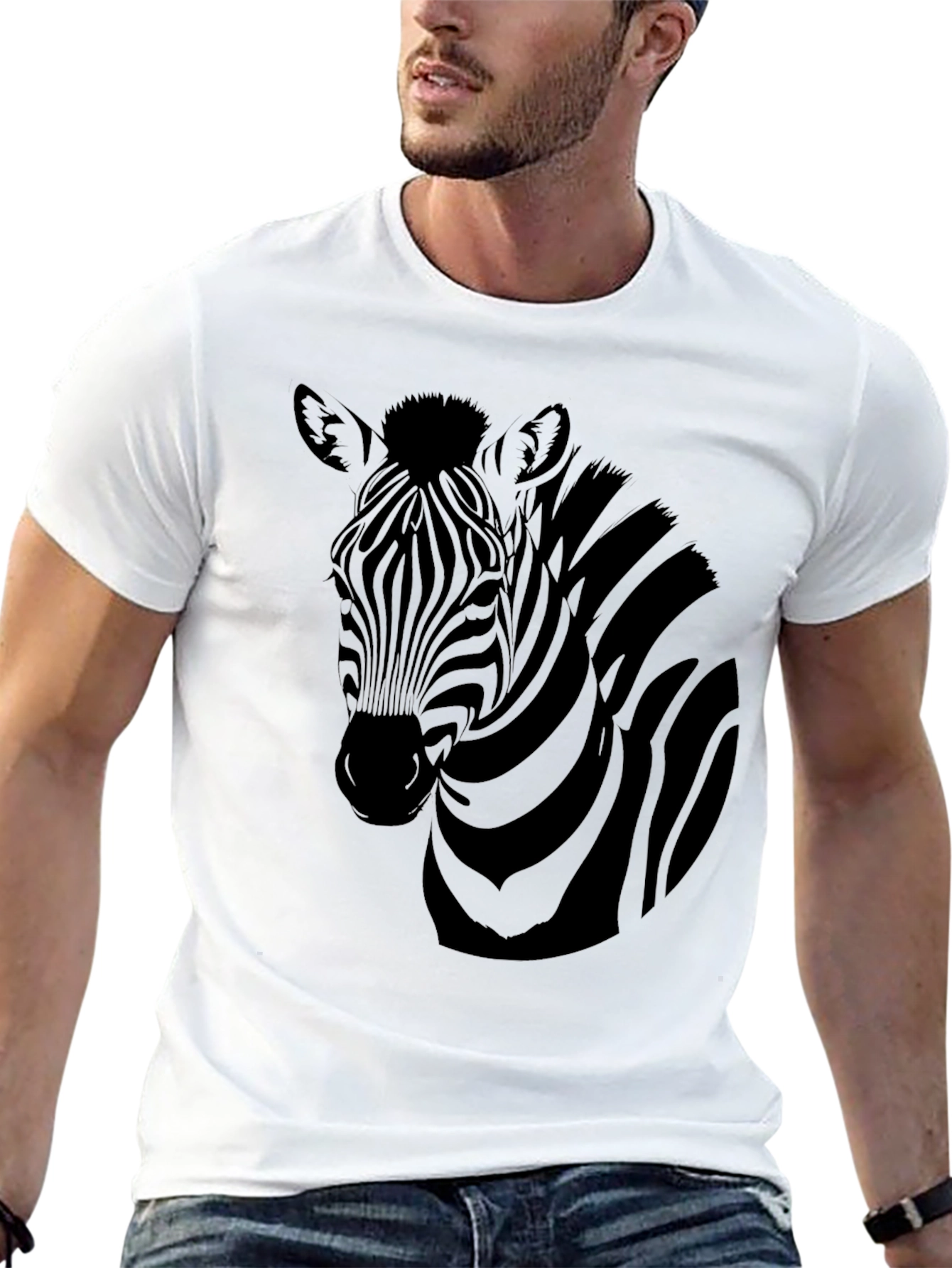 Zebra Graphic Print Mens Black T-Shirt