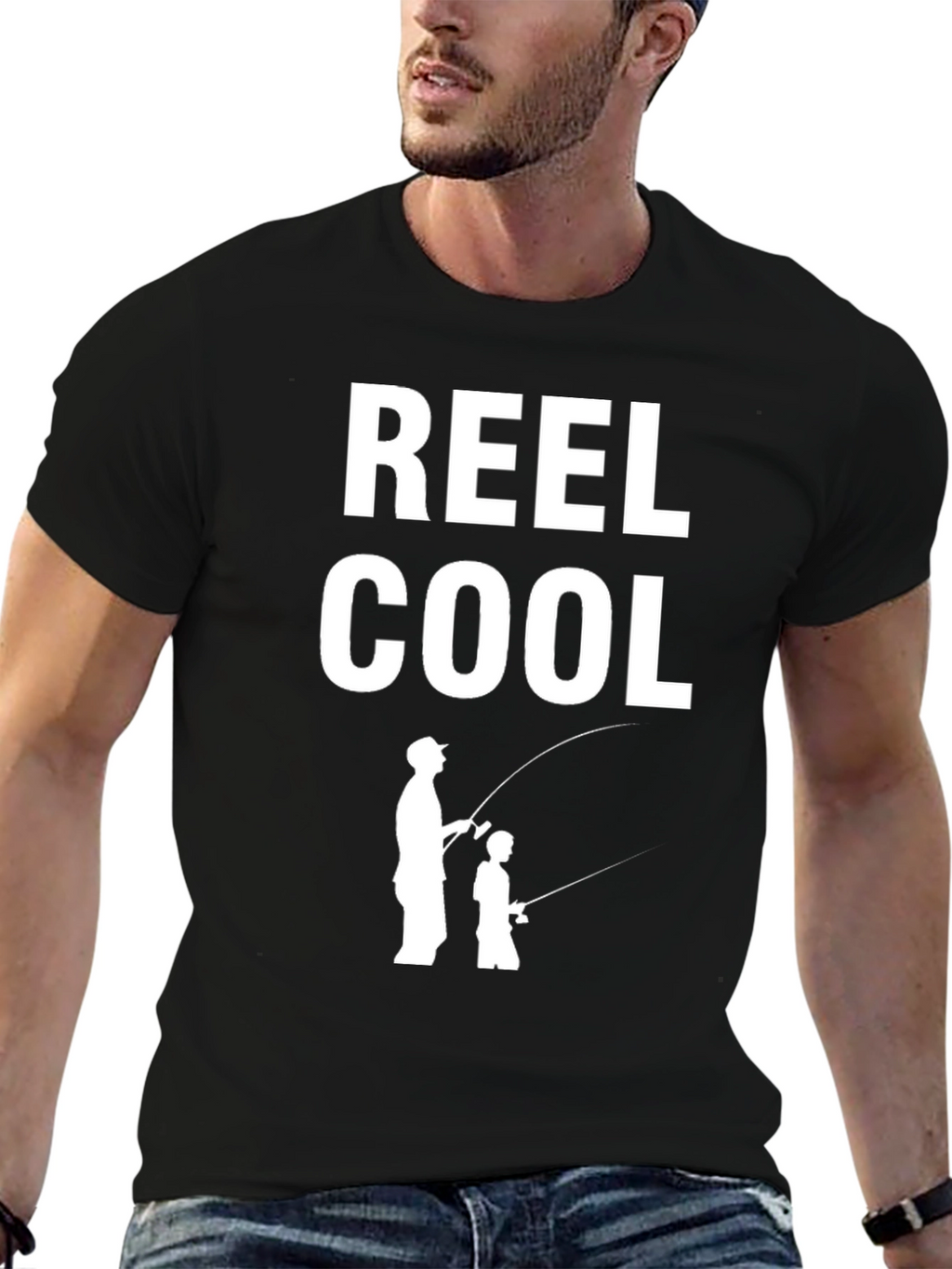 Reel Cool Dad & Son Fishing T-Shirt - Black
