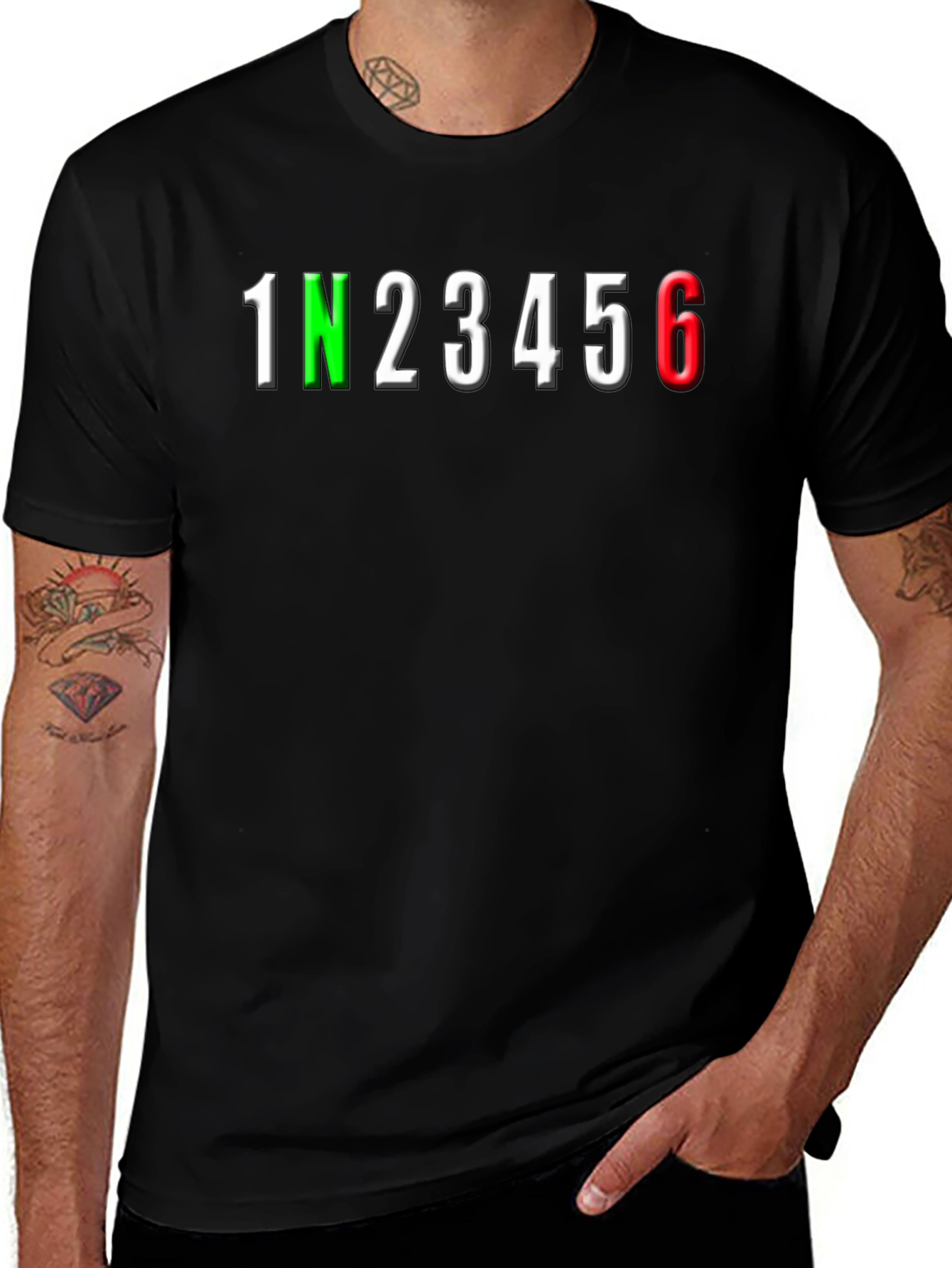 Motorcycle Gear Shift T-Shirt - 1N23456 Biker Tee