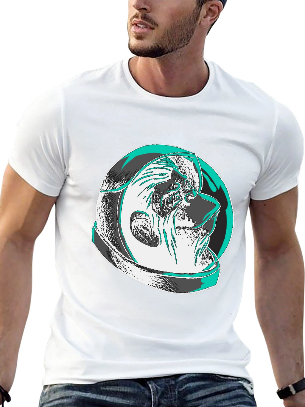 Modern Graphic Tee: Shar Pei Astronaut Design