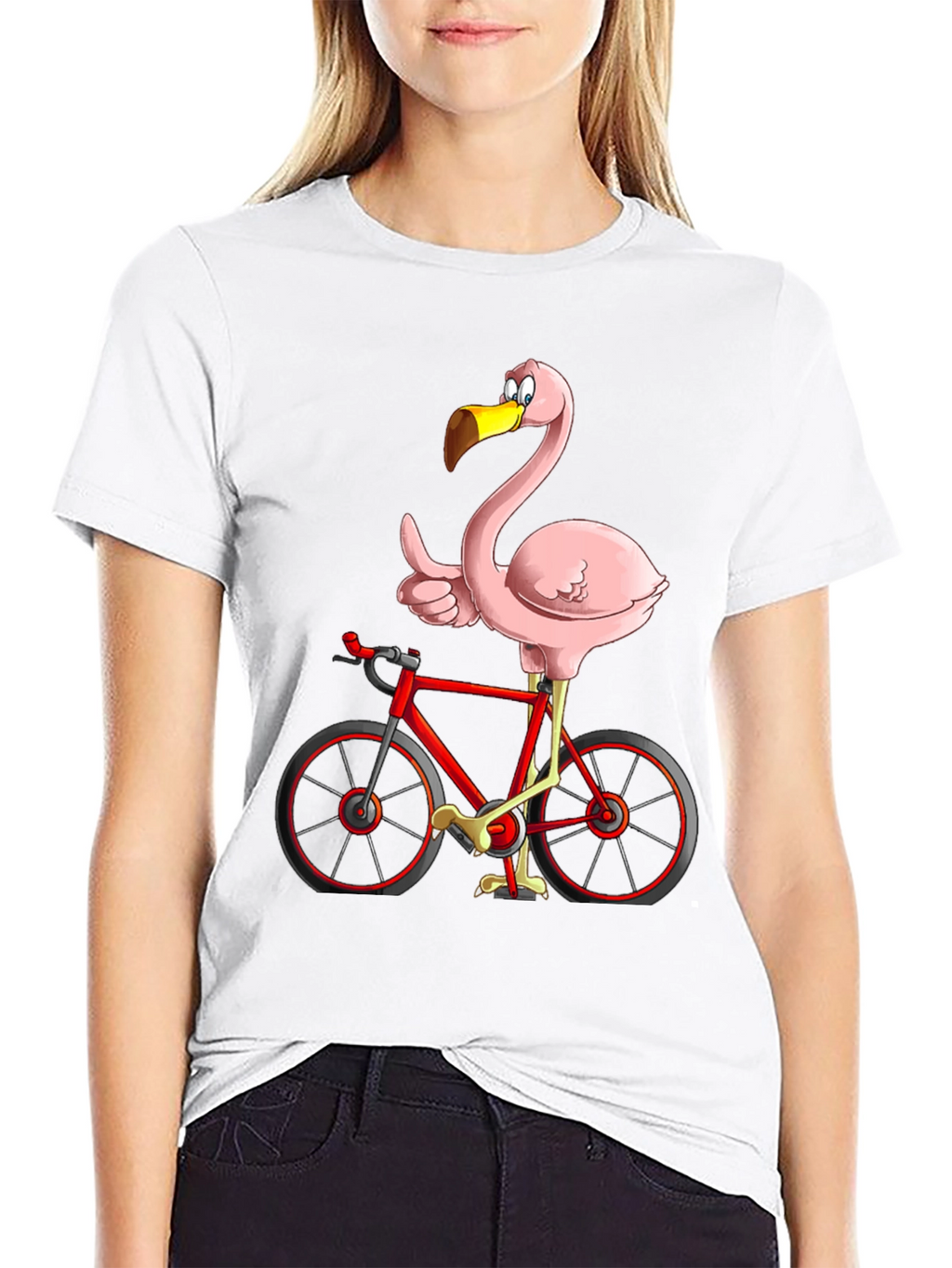 Flamingo on Bike Graphic Tee - Quirky & Fun!