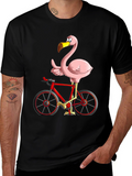 Flamingo on Bike Graphic Tee - Quirky & Fun!
