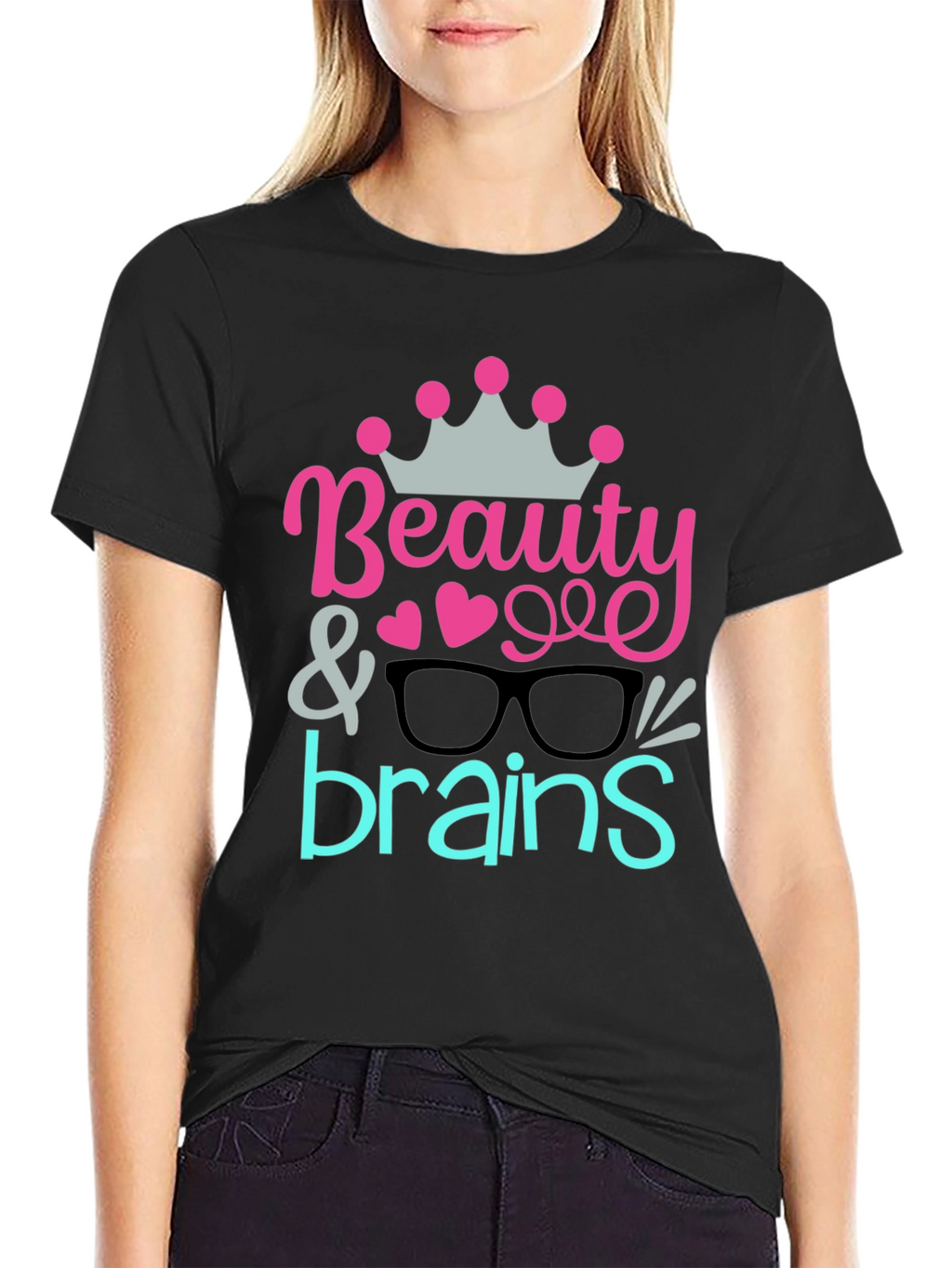 Beauty & Brains Graphic Tee - Black