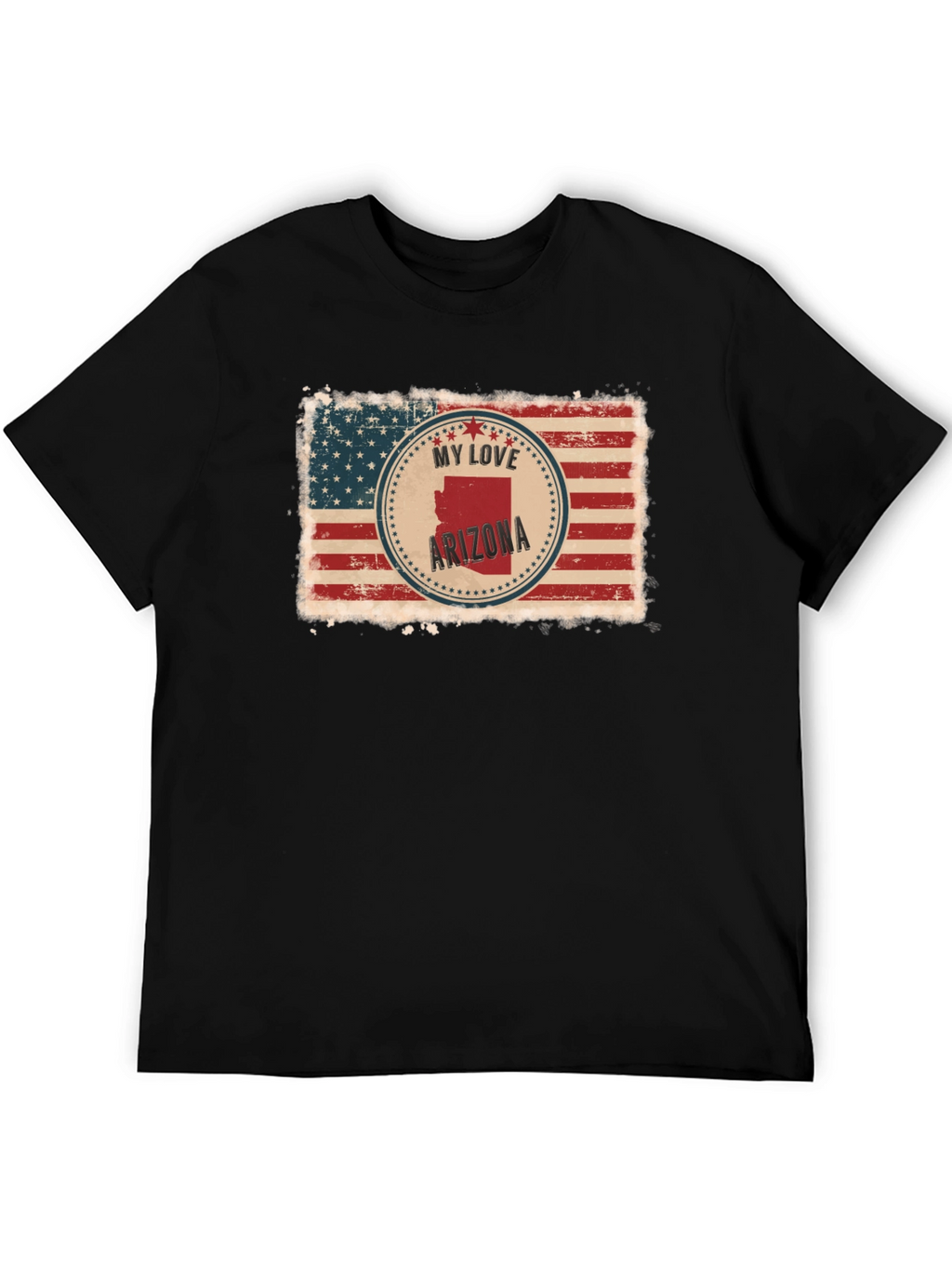 My Love Arizona American Flag Black T-Shirt