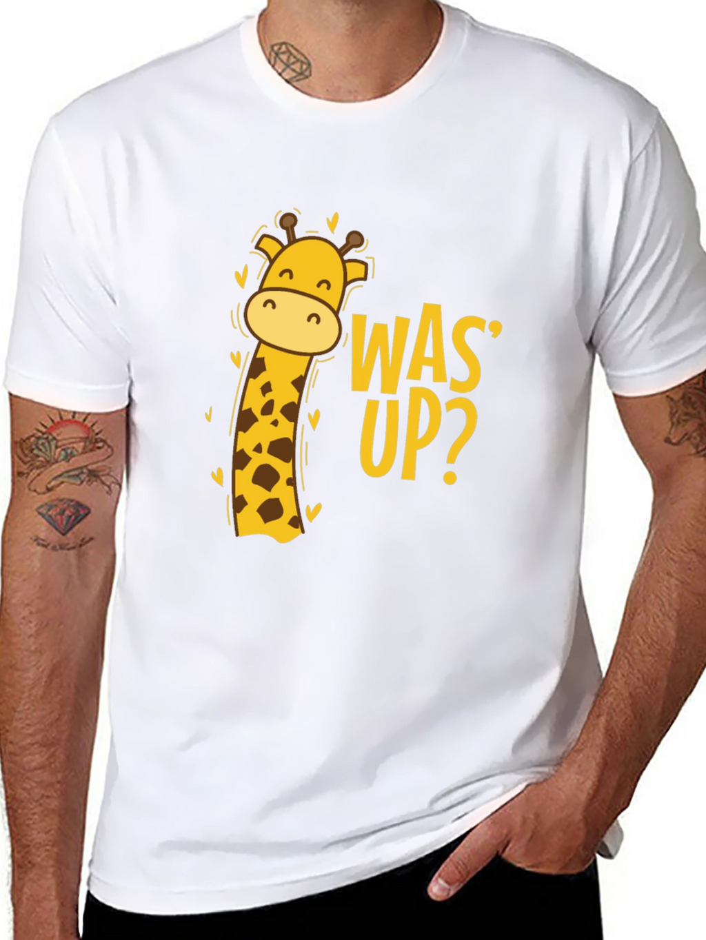 Was Up Giraffe Tee - Black Graphic T-Shirt