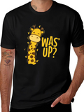 Was Up Giraffe Tee - Black Graphic T-Shirt