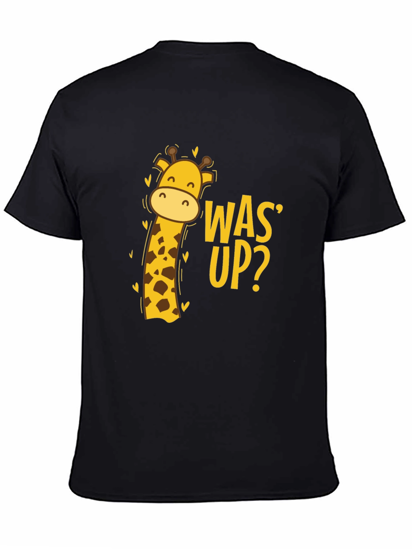 Was Up Giraffe Tee - Black Graphic T-Shirt
