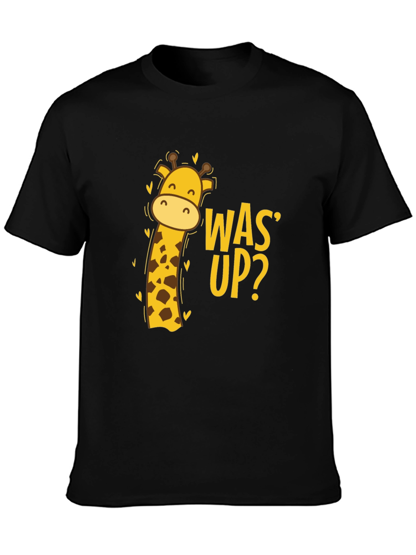 Was Up Giraffe Tee - Black Graphic T-Shirt