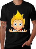 Cupid Cartoon Graphic Print Black T-Shirt