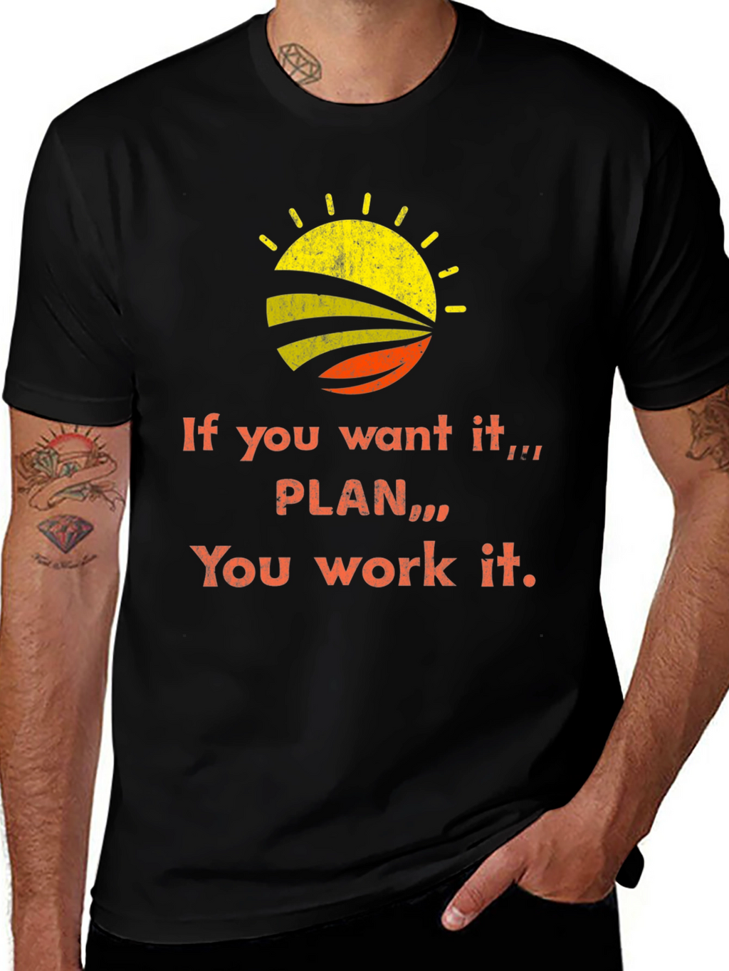 Inspirational Quote Graphic Tee - Black Cotton T-Shirt