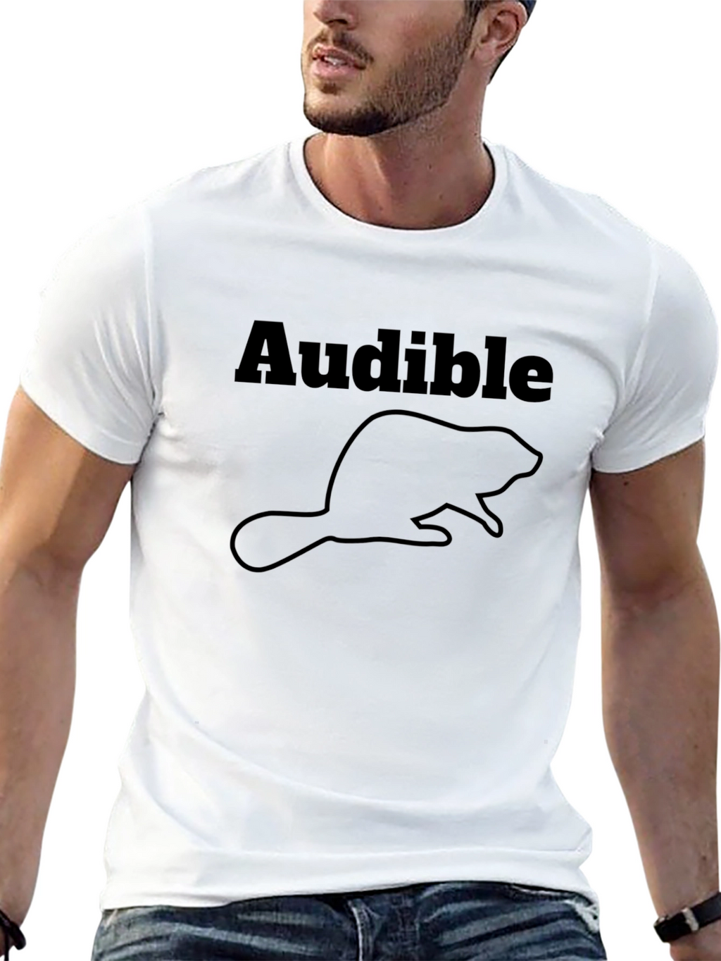 Audible Beaver Graphic Tee - Soft Black Cotton T-Shirt