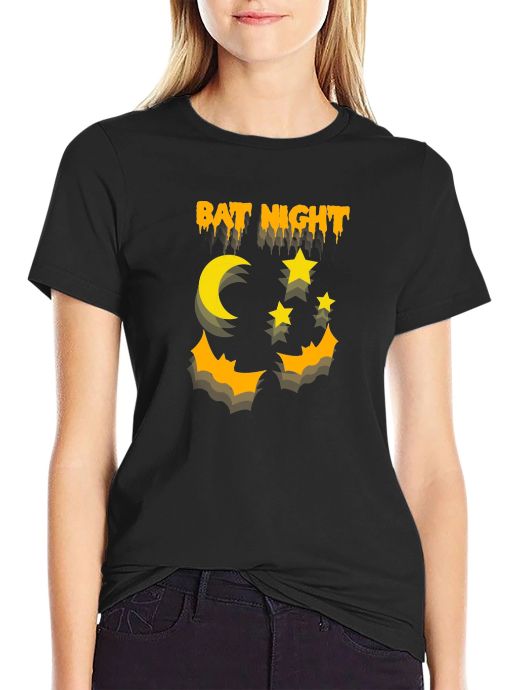 Bat Night Graphic T-Shirt Halloween Shirt