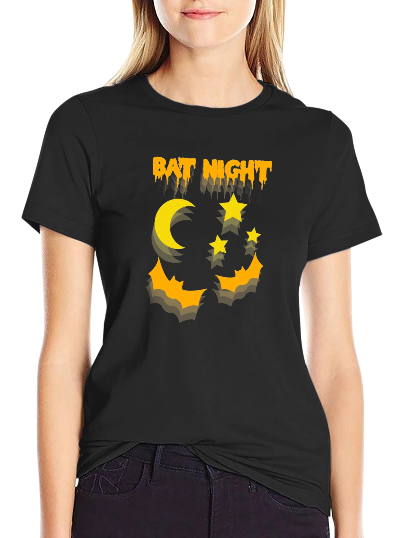 Bat Night Graphic T-Shirt Halloween Shirt