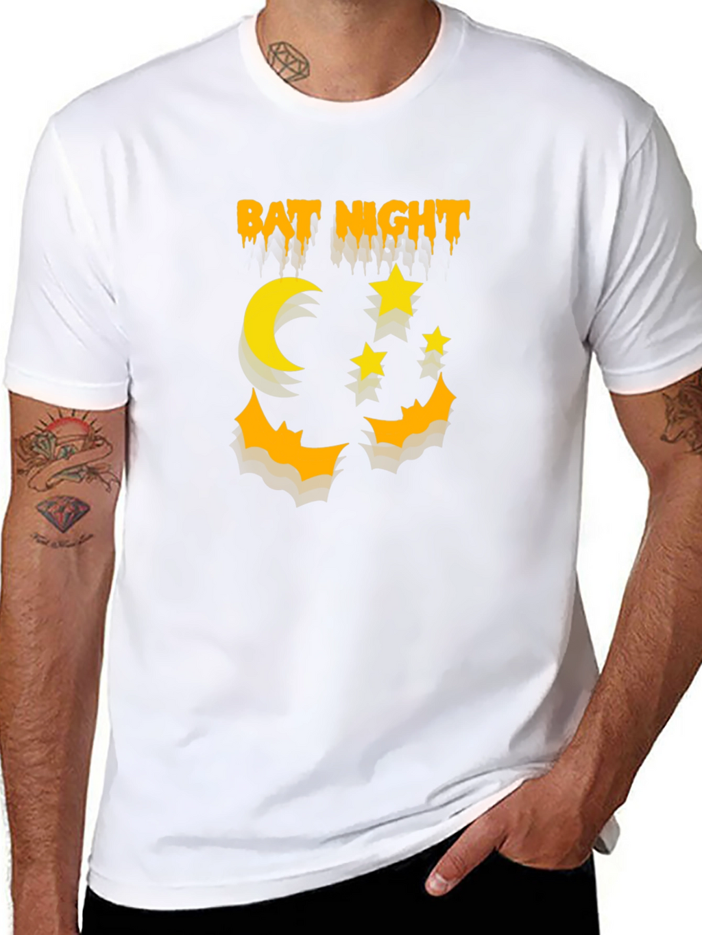 Bat Night Graphic T-Shirt Halloween Shirt