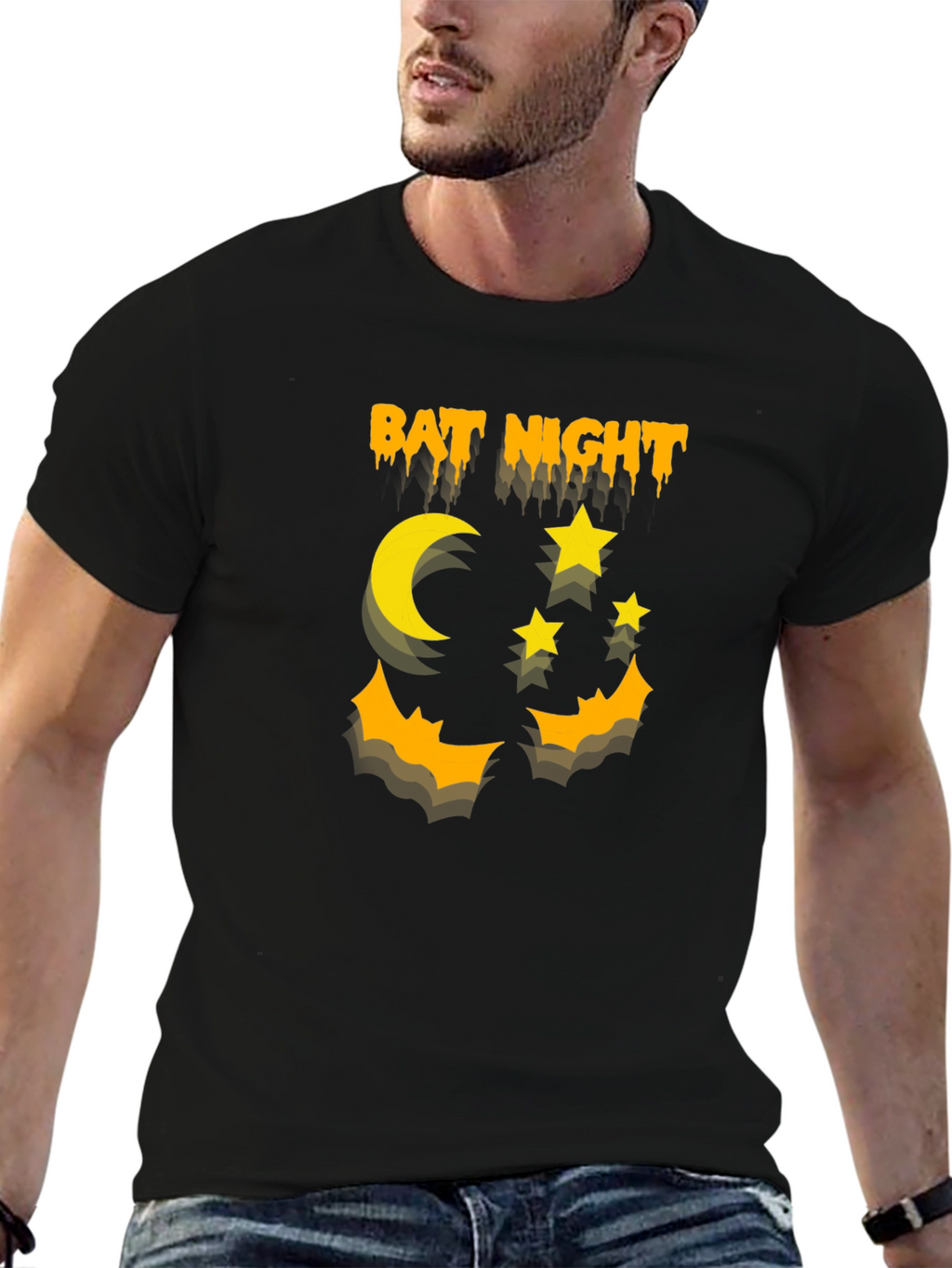 Bat Night Graphic T-Shirt Halloween Shirt