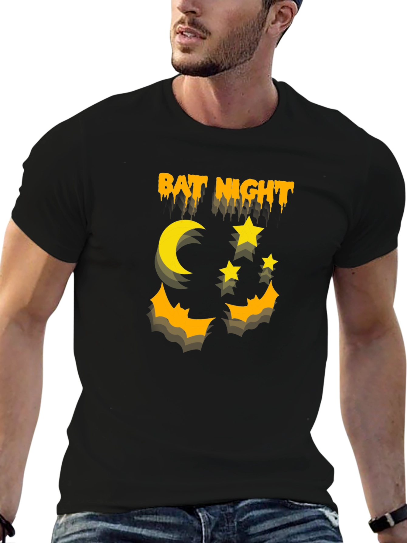 Bat Night Graphic T-Shirt Halloween Shirt