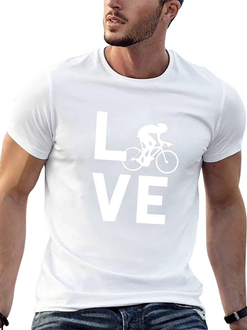 Love Cycling T-Shirt Bicycle Graphic Tee Black Cotton Top
