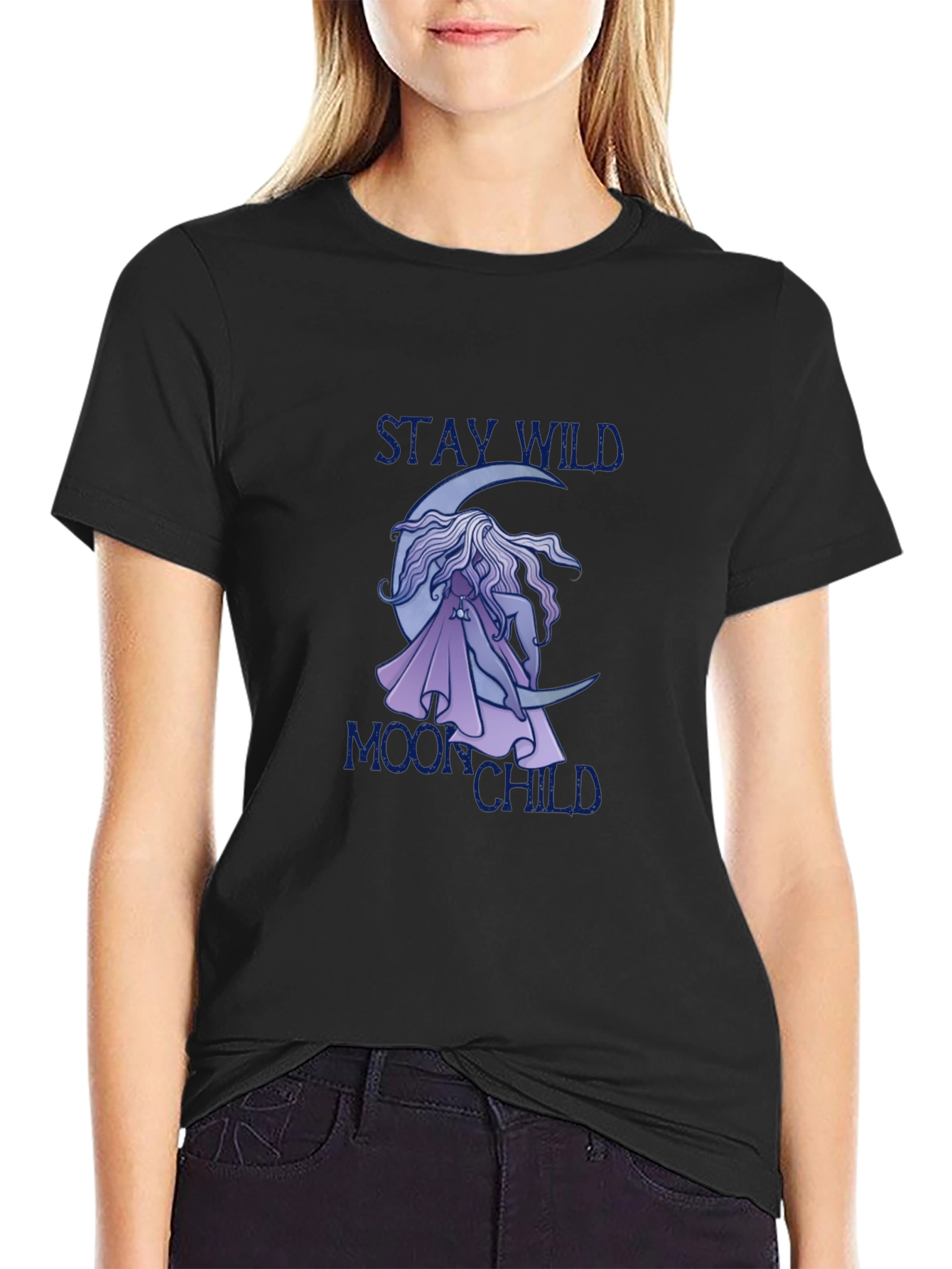 Stay Wild Moon Child Black Tee