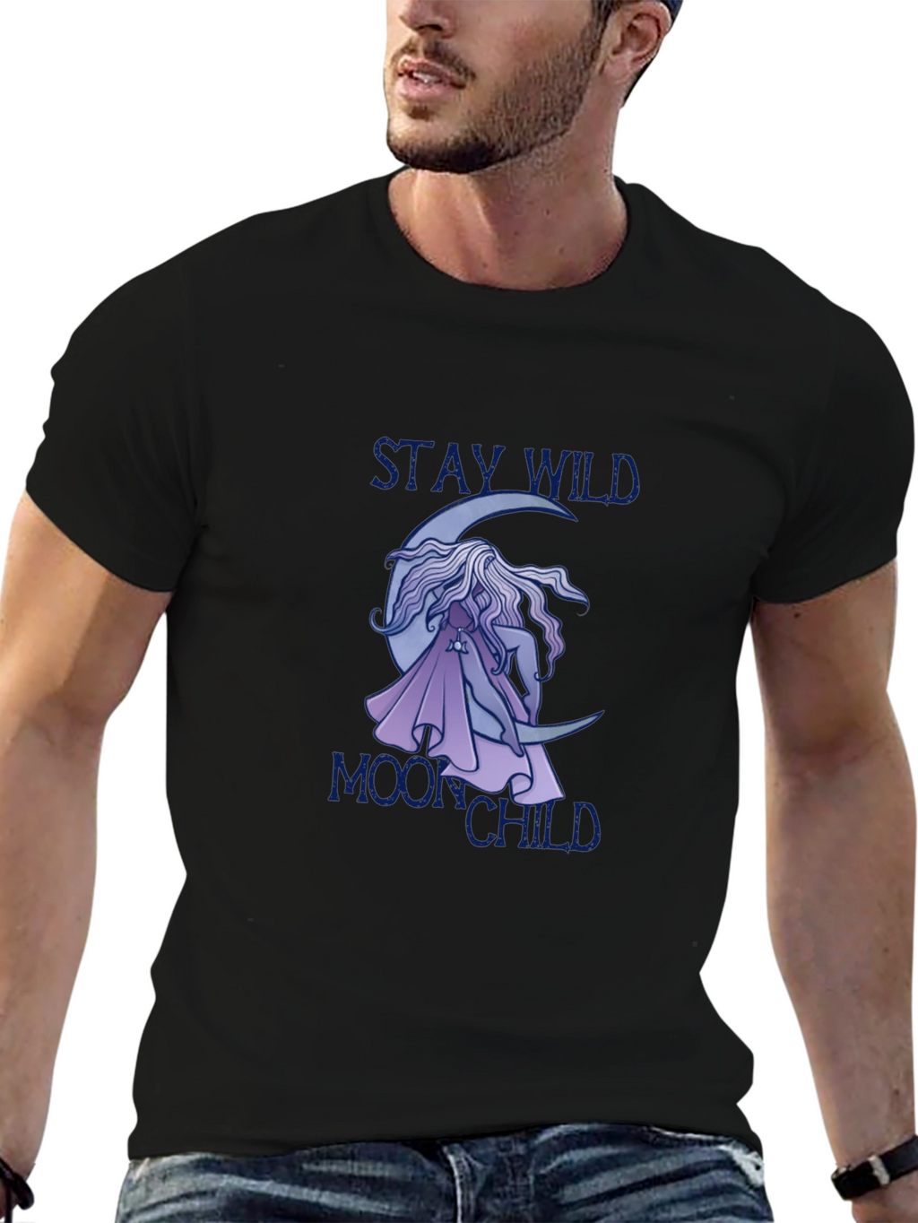 Stay Wild Moon Child Black Tee