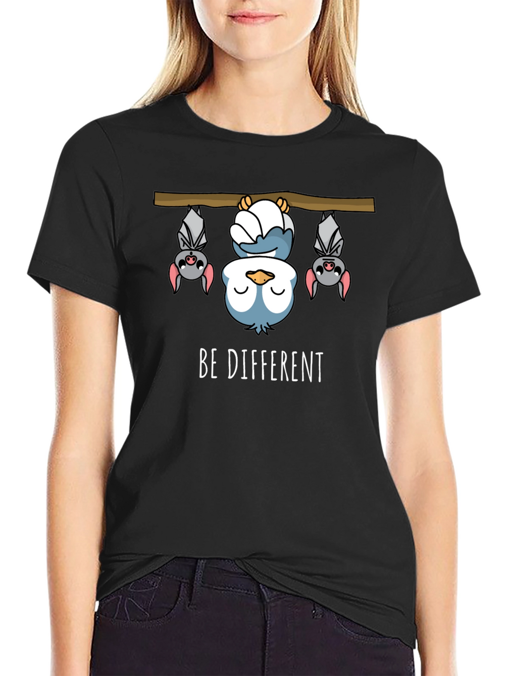 Be Different Funny Bat & Owl Graphic Tee