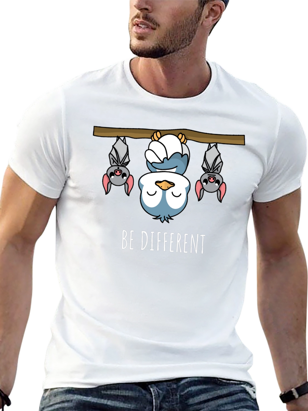 Be Different Funny Bat & Owl Graphic Tee