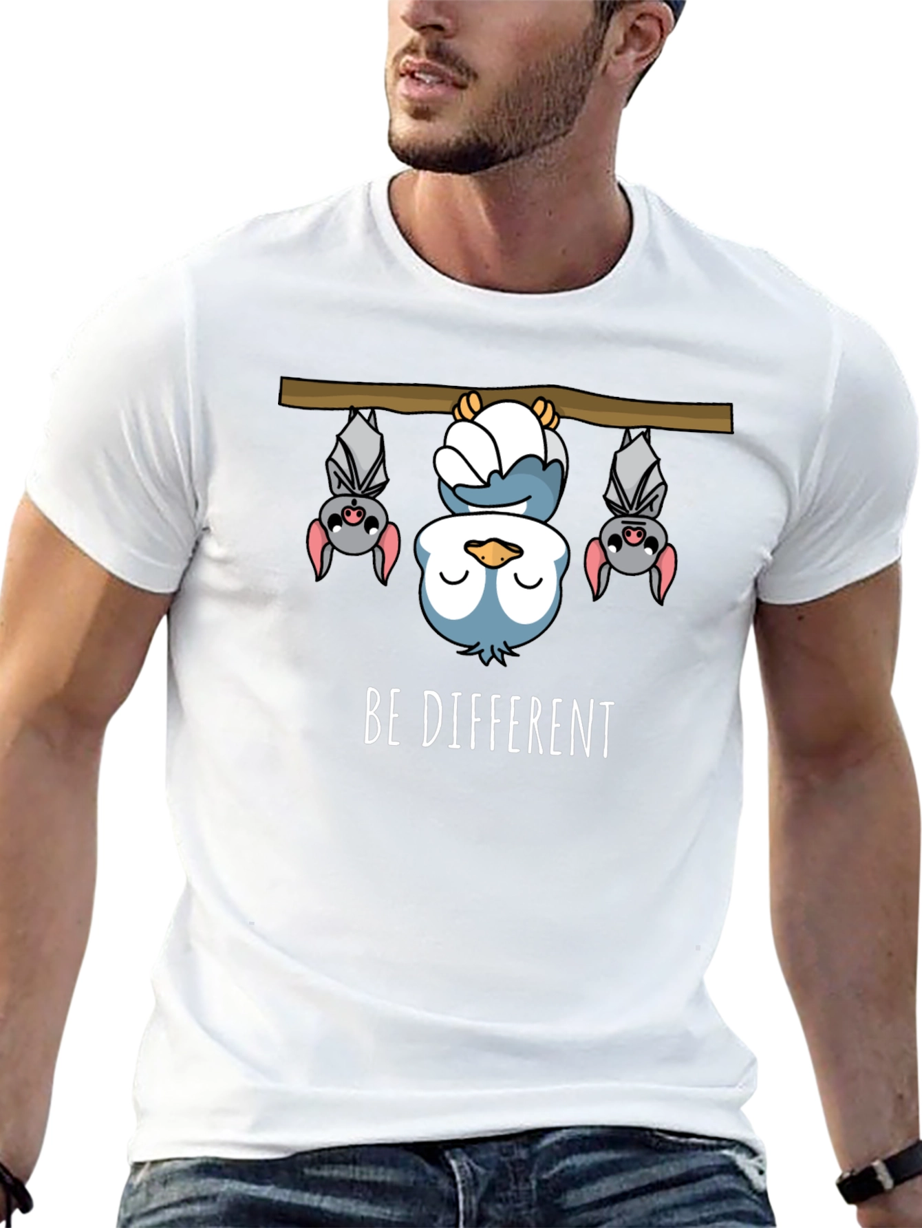 Be Different Funny Bat & Owl Graphic Tee