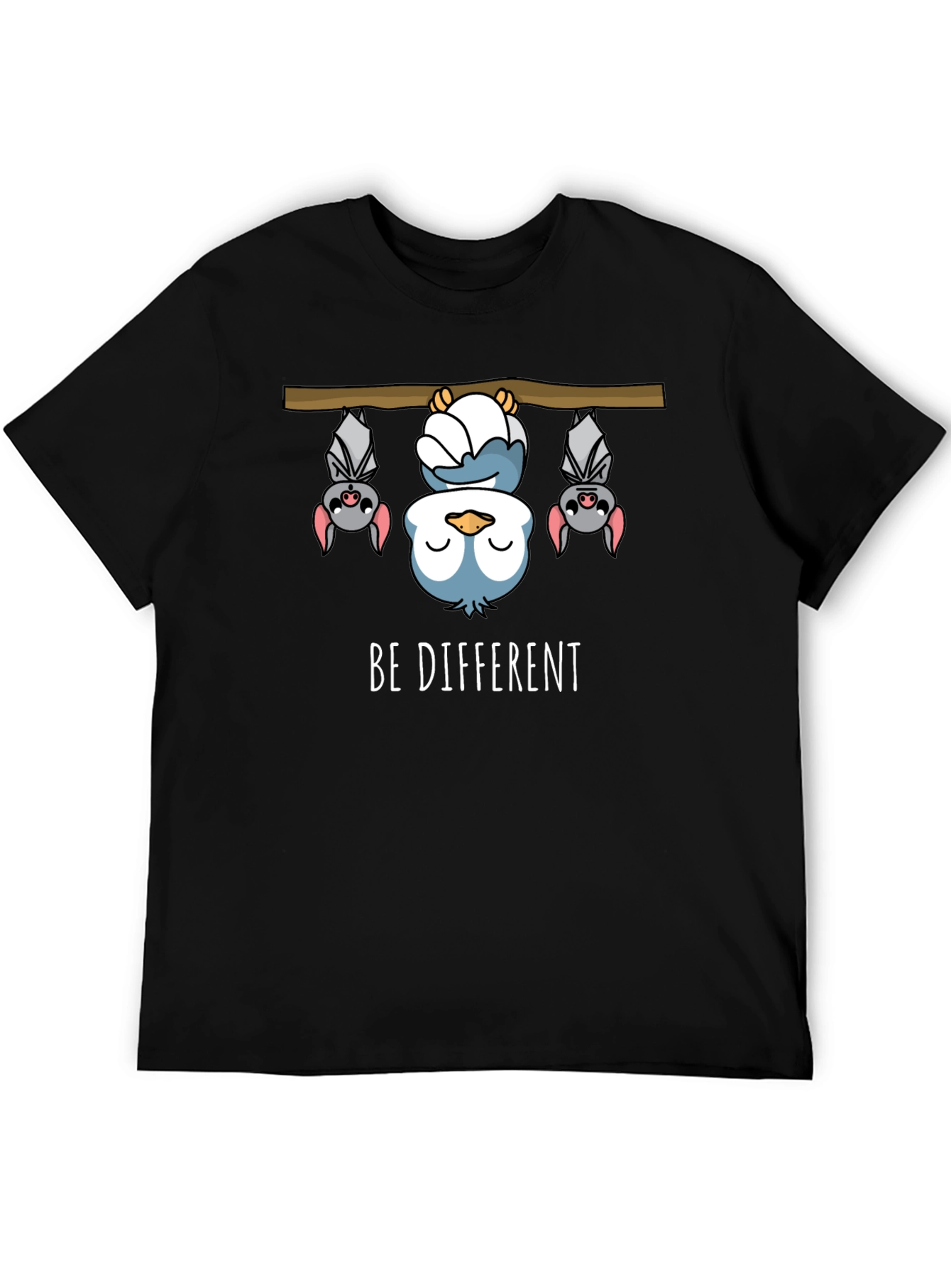 Be Different Funny Bat & Owl Graphic Tee