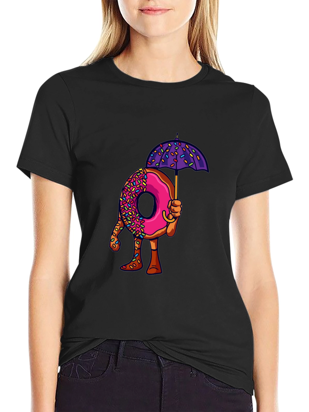 Donut Umbrella Graphic Tee - Unique Novelty Design