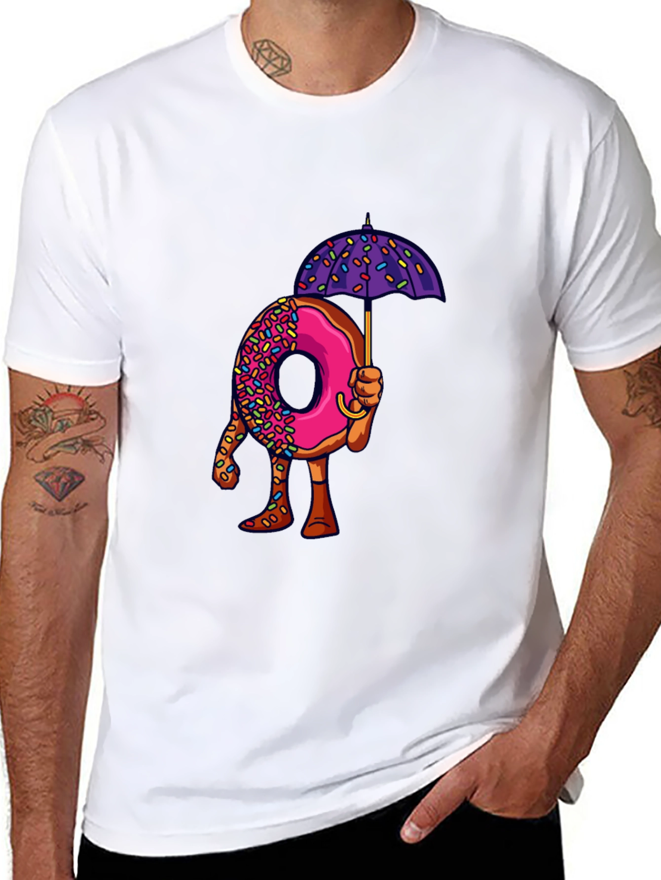 Donut Umbrella Graphic Tee - Unique Novelty Design
