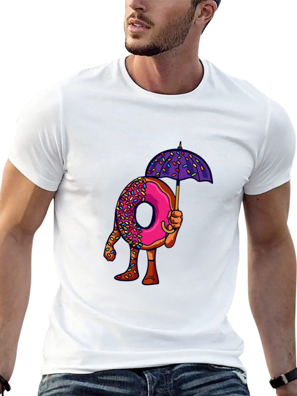 Donut Umbrella Graphic Tee - Unique Novelty Design