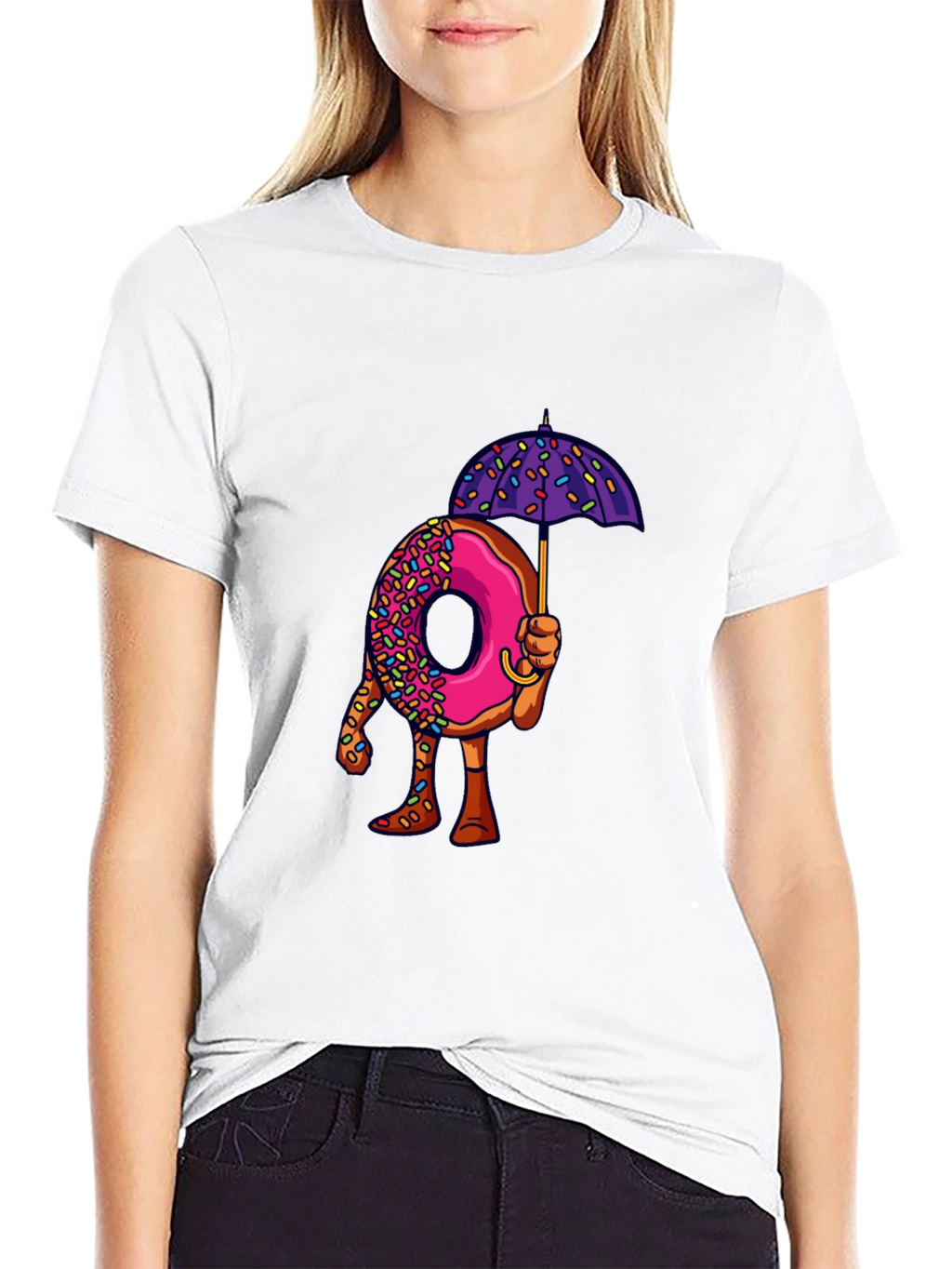 Donut Umbrella Graphic Tee - Unique Novelty Design