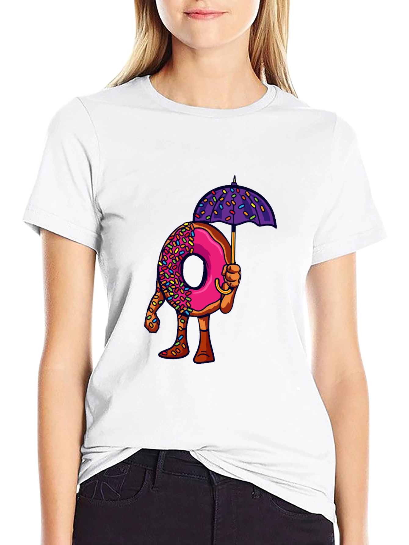 Donut Umbrella Graphic Tee - Unique Novelty Design