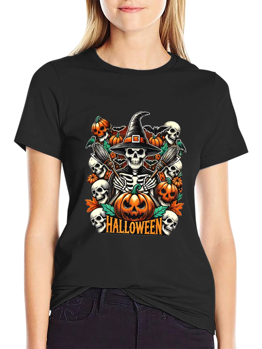 Halloween Witch Skeleton T-Shirt