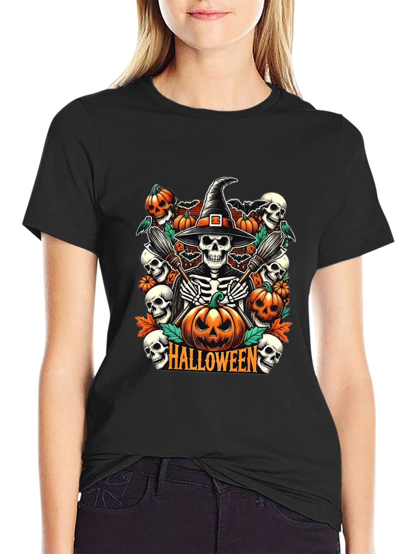 Halloween Witch Skeleton T-Shirt