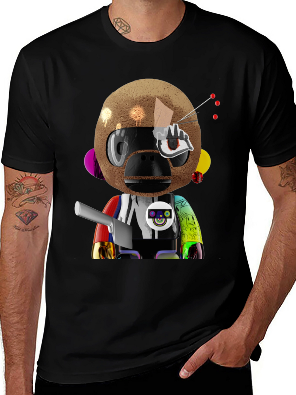 Novelty Robot Monkey Graphic T-Shirt