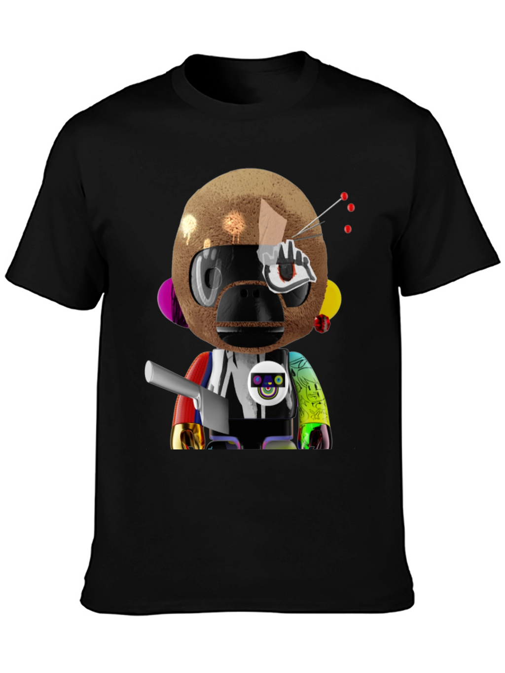 Novelty Robot Monkey Graphic T-Shirt