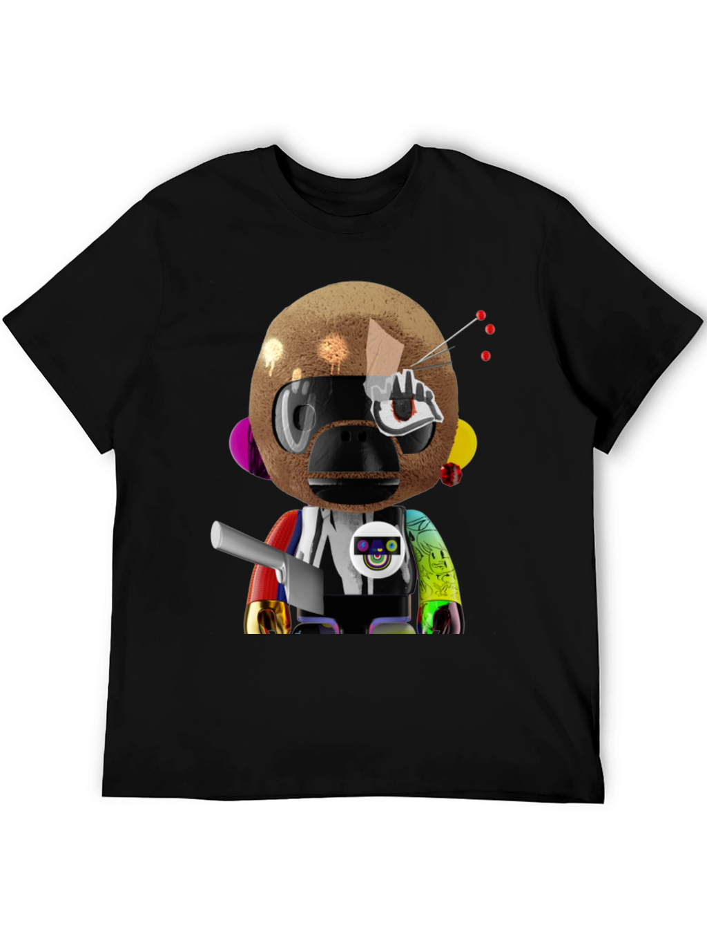 Novelty Robot Monkey Graphic T-Shirt
