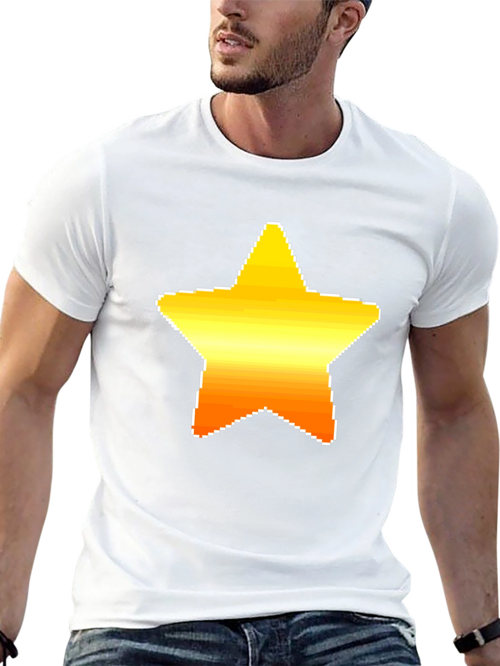 Pixel Star Graphic Black Tee Shirt